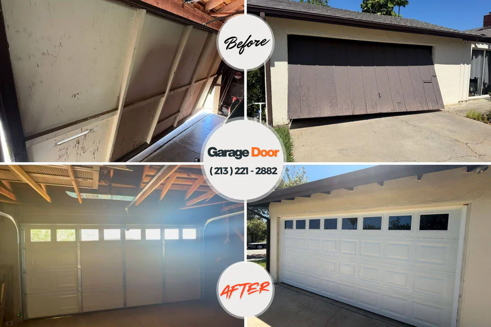 Before and after: garage door repair Clarkston, WA